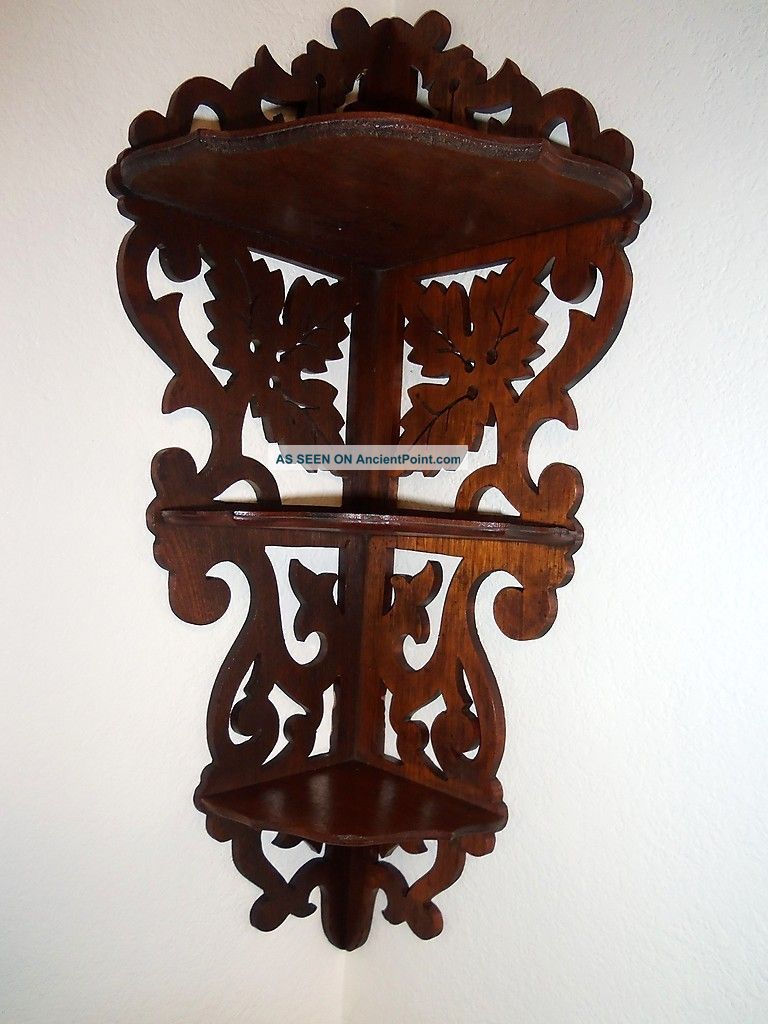 Victorian Walnut Hanging Corner Shelf Boxes photo
