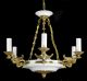French Empire Chandelier Bronze Brass Gold Gilt Gilded Tole White Hanging Light Chandeliers, Fixtures, Sconces photo 1