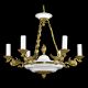 French Empire Chandelier Bronze Brass Gold Gilt Gilded Tole White Hanging Light Chandeliers, Fixtures, Sconces photo 7