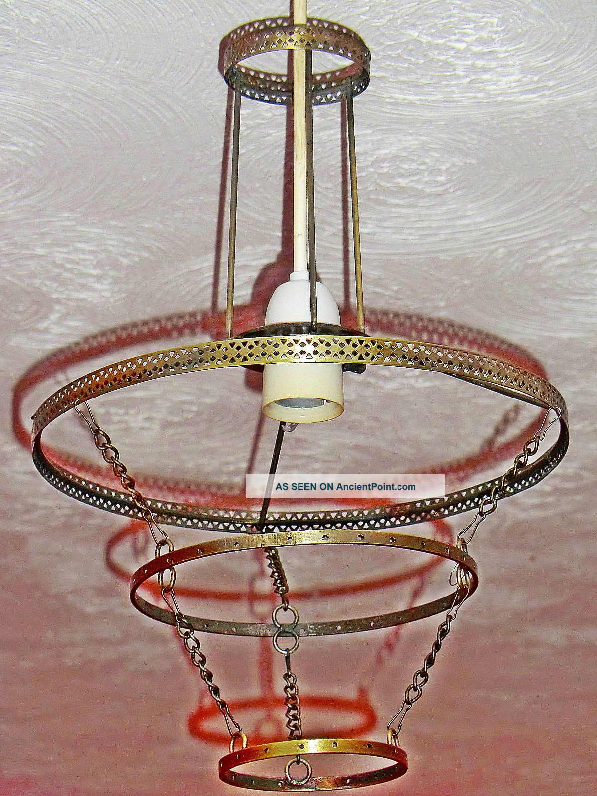 4 - Tier Chandelier Ceiling Light Pendant Frame Antique Brass No Crystal Droplets Chandeliers, Fixtures, Sconces photo