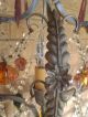 Circa 1930 Vintage Italian Venetian Metal And Art Glass Crystal Chandelier Chandeliers, Fixtures, Sconces photo 2