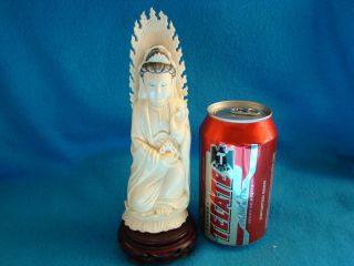 Antique Chinese Hand Carved Bone Kuan Yin Statue photo