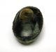 Antique Leo Popper Glass Button Black Orange Green Oval Design Buttons photo 3