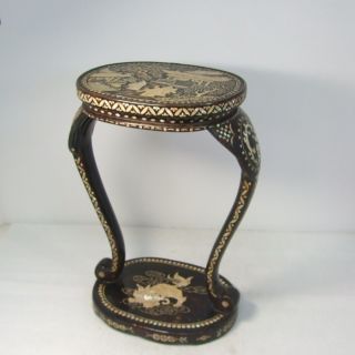 E242: Real Old Chinese Lacquer Ware Display Stand With Fantastic Mother - Of - Pearl photo