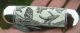 Authentic,  Collectible Scrimshaw Ship,  Whale,  2 Blade Bone Folding Knife/knives Scrimshaws photo 1
