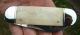 Authentic,  Collectible Scrimshaw Ship,  Whale,  2 Blade Bone Folding Knife/knives Scrimshaws photo 2