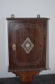 Rare Antique Inlaid Wooden Key Rack / Holder Wall Cabinet Chandeliers, Fixtures, Sconces photo 3