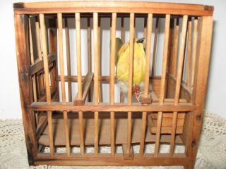 Antique Vintage Coal Miner ' S Wood Bird Cage 