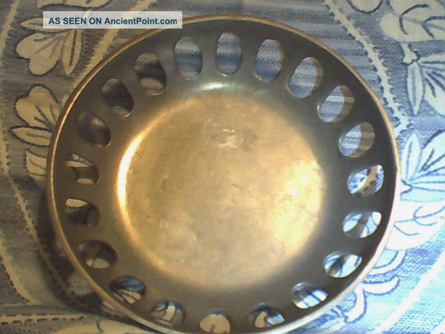 Rare Heavy Weight Unusual Pewter Dish,  Patina Primitive Antique Metalware photo