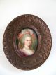 Antique Miniature Portrait Marie Antoinette Hand Painted Carved Frame Signed Other photo 1
