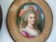 Antique Miniature Portrait Marie Antoinette Hand Painted Carved Frame Signed Other photo 2