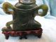 Vintage Carved Jade Chinese Sitting Figure Statue On Fitted Wood Base Stand Men, Women & Children photo 10