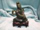 Vintage Carved Jade Chinese Sitting Figure Statue On Fitted Wood Base Stand Men, Women & Children photo 1