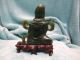 Vintage Carved Jade Chinese Sitting Figure Statue On Fitted Wood Base Stand Men, Women & Children photo 3