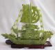 840g Chinese Luonan Jade Dark Green Jade Refineness Hand - Carved Ship Statue Other photo 2