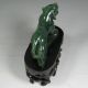 Natural Chinese Green Hetian Jade Tiger Statue & Hardwood Stand Tigers photo 1