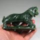 Natural Chinese Green Hetian Jade Tiger Statue & Hardwood Stand Tigers photo 6