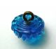 Antique Charmstring Glass Button Fancy Aqua Color Candy Mold Swirl Back Buttons photo 3