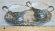 Vintage Sugar And Cream Pitcher With Tray White Porcelin And Silver Plate Flower Creamers & Sugar Bowls photo 1