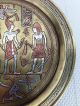 Fine Silver Copper Inlay Plate Egyptian Revival Cairoware Ancient Egypt Figures Middle East photo 7