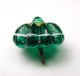 Antique Charmstring Glass Button Green Candy W/ Brass Ome Ring Mold Swirl Back Buttons photo 2