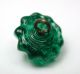 Antique Charmstring Glass Button Green Candy W/ Brass Ome Ring Mold Swirl Back Buttons photo 3