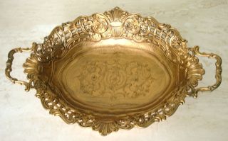 Art Nouveau Antique Ornate Center Bowl,  Gold Gilding,  Made In Italy,  1930 ' S photo