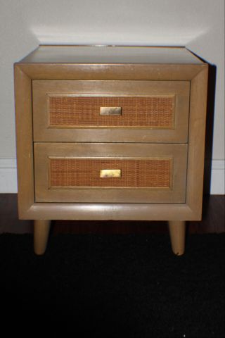 Mid Century Heywood Wakefield Style Imperial Blonde Mahogany Nightstand/endtable photo