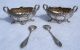 French Sterling Silver Vermeil Pair Salt Cellars Spoons Empire E.  Corvasier 1863 Salt Cellars photo 6