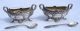 French Sterling Silver Vermeil Pair Salt Cellars Spoons Empire E.  Corvasier 1863 Salt Cellars photo 7