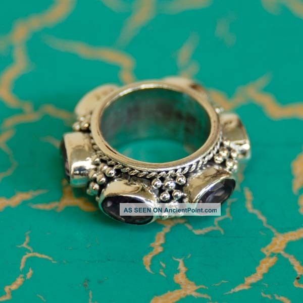 Balinese Silver Sterling Mendak Keris Ring Natural Amethyst Po07 Pacific Islands & Oceania photo