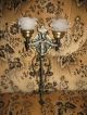 Vtg Gothic Deco Wroth Spelter Toleware Sconce Wall Light Fixture Glass Shade Chandeliers, Fixtures, Sconces photo 9