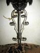 Vtg Gothic Deco Wroth Spelter Toleware Sconce Wall Light Fixture Glass Shade Chandeliers, Fixtures, Sconces photo 3