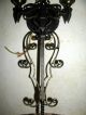 Vtg Gothic Deco Wroth Spelter Toleware Sconce Wall Light Fixture Glass Shade Chandeliers, Fixtures, Sconces photo 6