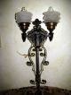 Vtg Gothic Deco Wroth Spelter Toleware Sconce Wall Light Fixture Glass Shade Chandeliers, Fixtures, Sconces photo 8
