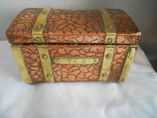 Lovely Arts And Crafts Vintage Brass And Copper Tea Caddy photo