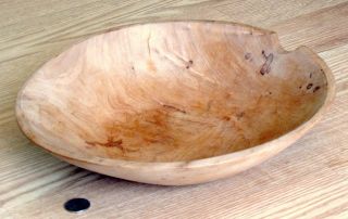 Large Primitive Carved Wooden Mixing Bowl Burl Wood Handmade W/ Spoon Rest Notch photo