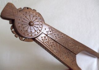 Vintage Yugoslavia Hand Carved Wooden Nut Cracker Decorative Or Usable.  Unusual. photo