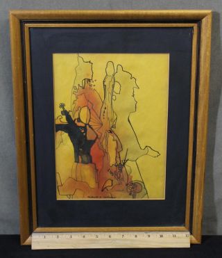 Vintage Robert N.  Ubhaus Art Modern Abstract Expressionist Watercolor Painting photo