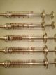 Set Of 5 Pcs Vintage Old Germany Glass & Brass Insulin Syringes Mlw 2ml Other photo 3