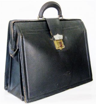 Vintage Leather Briefcase Bag Rexbilt Attache Goatskin Pat.  1937 Doctors photo