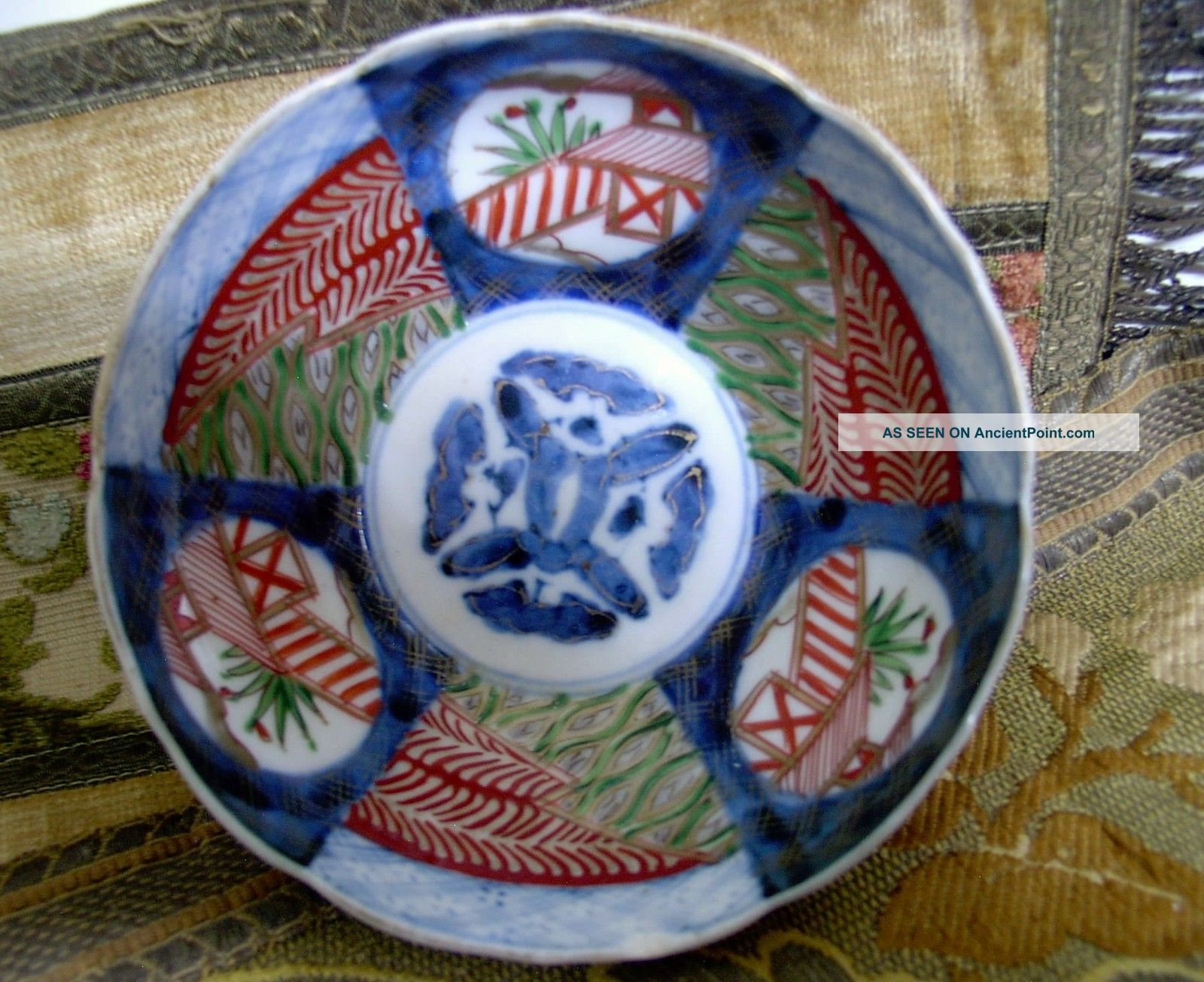 Antique Asian / Japanese Cobalt,  Rust & Green Signed Porcelain Imari Bowl Bowls photo