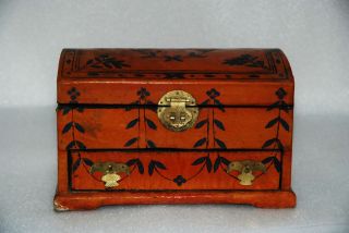 9.  4” Authentic Antique Old Chinese Casket - - - Wood Case & Handmade (promotion) photo