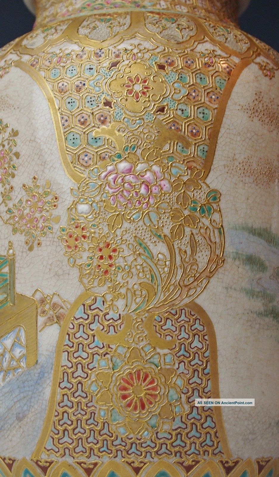 Magnificent Antique Japanese Satsuma Vase Edo / Meiji Period 1800 ' S Ceramic Vases photo
