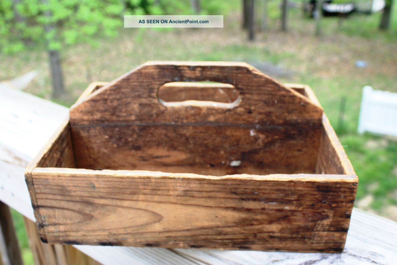 Antique Wooden Box Cutlery Tote Or Tool Caddy