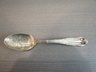 Mauser Gorham Sterling Silver Baby Spoon W/ Stork Birth Record 1907 May 15 1908 photo