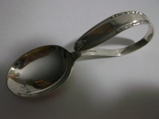 Sterling Silver Vintage Curved Handle Baby Spoon photo