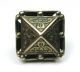 Antique Metal Button W/ Pyramid Top Cage Design W/ Floral Accents Buttons photo 2