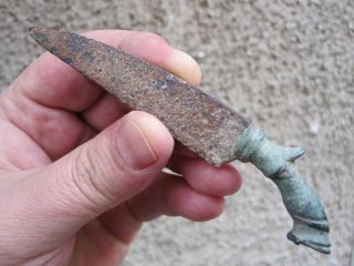Roman Bronze Medical Horseshoe Tool With Iron Blade 2c Ad photo