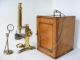 Brass Microscope By Pillischer Of London C.  1860 With Accessories Other photo 10